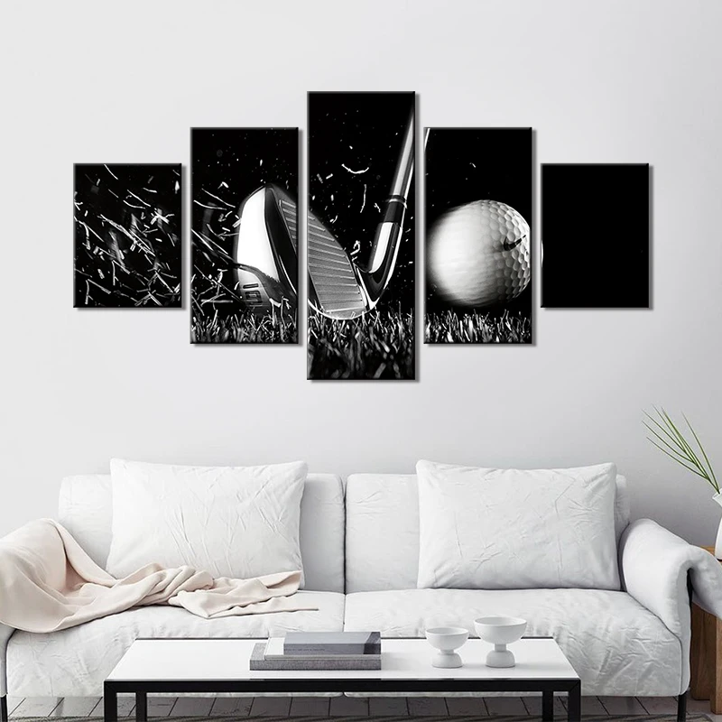 5 Pcs Pictures Golf Tee Shot Paintings Abstract Canvas Wall Art for Living Room Premium Quality Artwork Contemporary Home Decor | Дом и сад