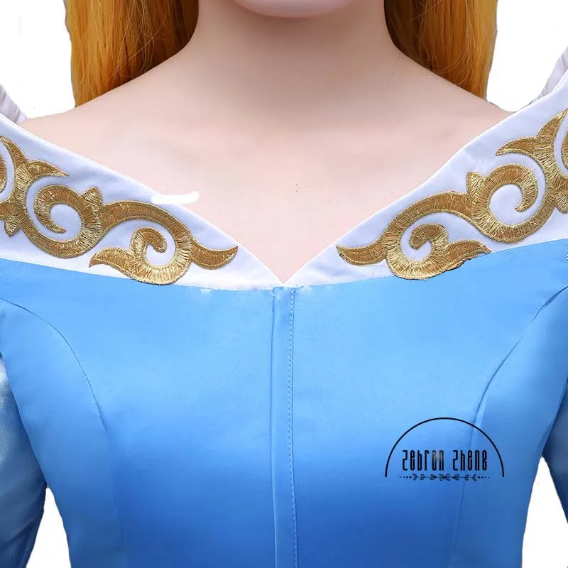 Бесплатная доставка костюм принцессы Авроры Coaplay синее платье для женщин