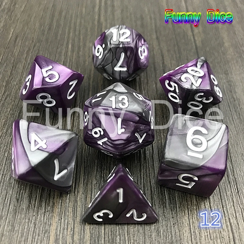 7 шт. 2-х цветный набор Игральный костей покер D& d многогранные кубики Семья игры - Цвет: 12