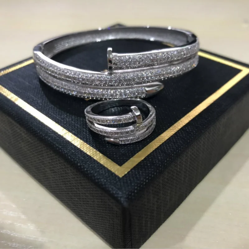 Высокое качество полностью циркон очаровательный золотой цвет Женский