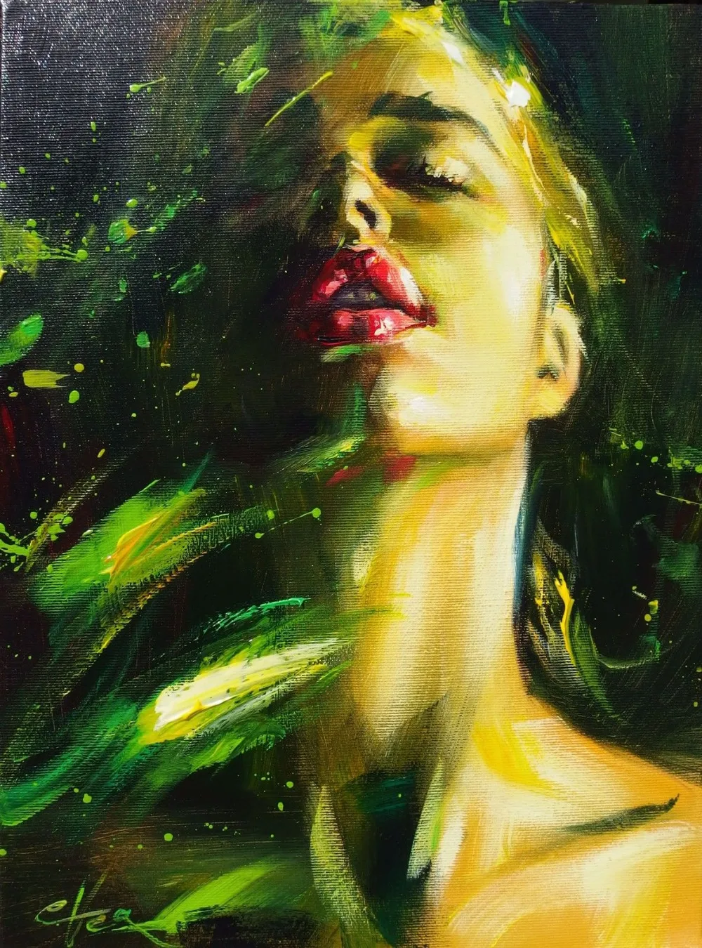 100% ручная работа картина маслом на холсте подписанный портрет телесного цвета