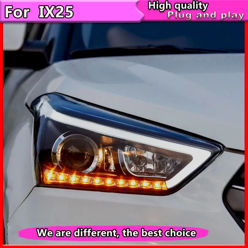2 шт. автомобильный Стайлинг для 2015 2017 Hyundai IX25 фар в сборе динамического сигнал
