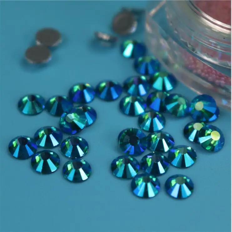 

PEACE peacock blue& peacock ble AB Rhinestone for Nail Art glue Flat back Hotfix Glue on Nail Art Rhinestones shoes bag