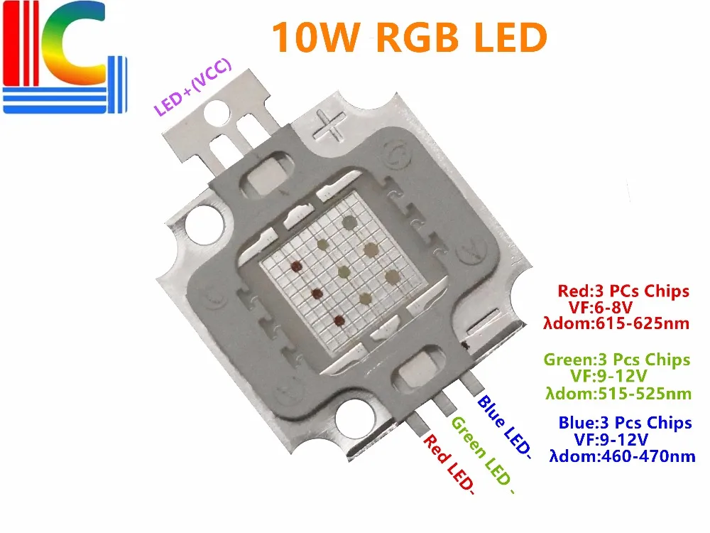 Экономически эффективным RGB высокой Мощность светодиодный лампы Чип 10 Вт 20 30 50