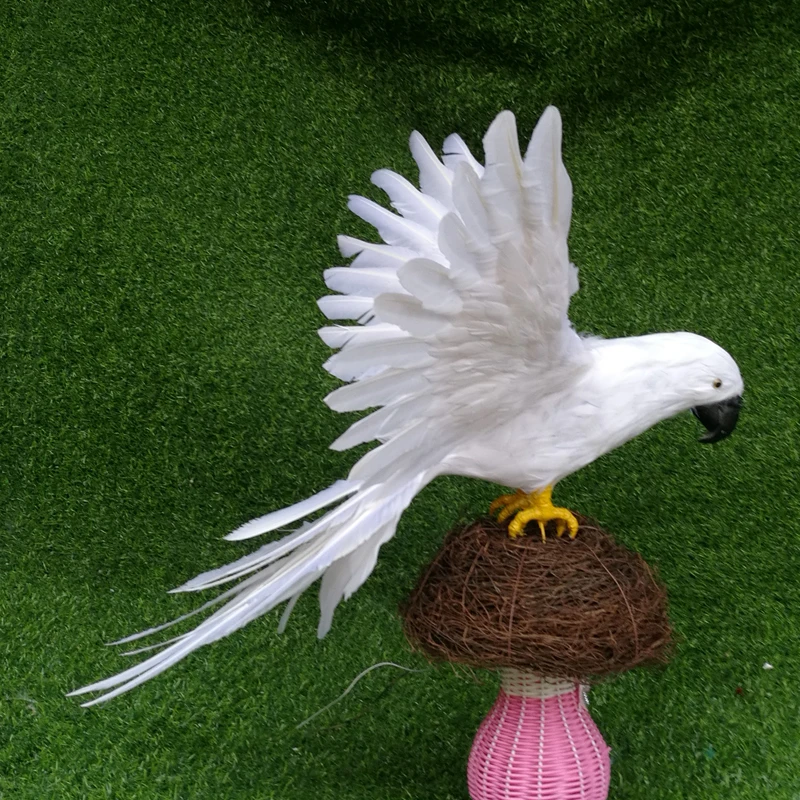 big wings parrot model foam&feathers white bird handicraft,prop,home garden decoration gift about  65x50cm