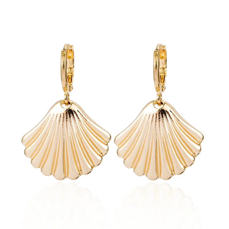 Korean Vintage Geometric Dangle Earring For Women Round Heart Gold Color Fashion Drop Earrings brincos Jewelry New - Окраска металла: P