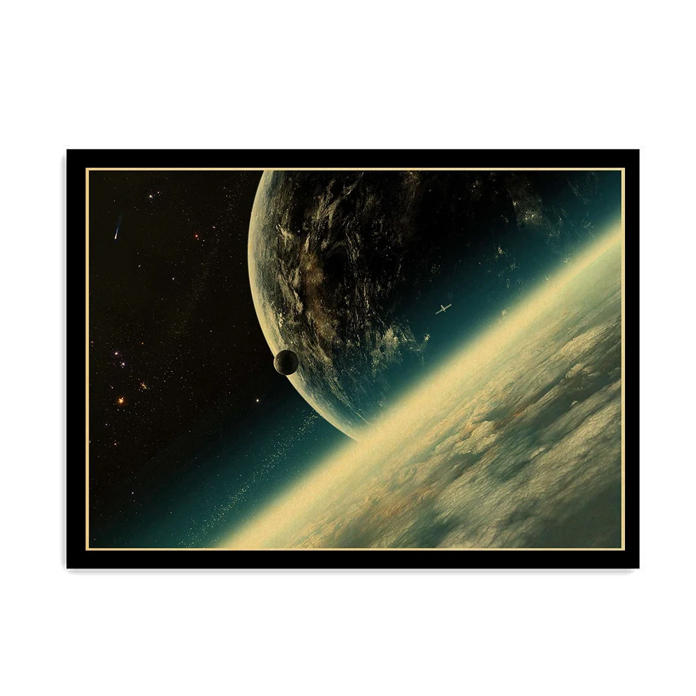 Плакат Vinate Nine Planets In The Solar system, декор для гостиной, ретро, крафт-бумага, настенная бумажная наклейка, художественная живопись