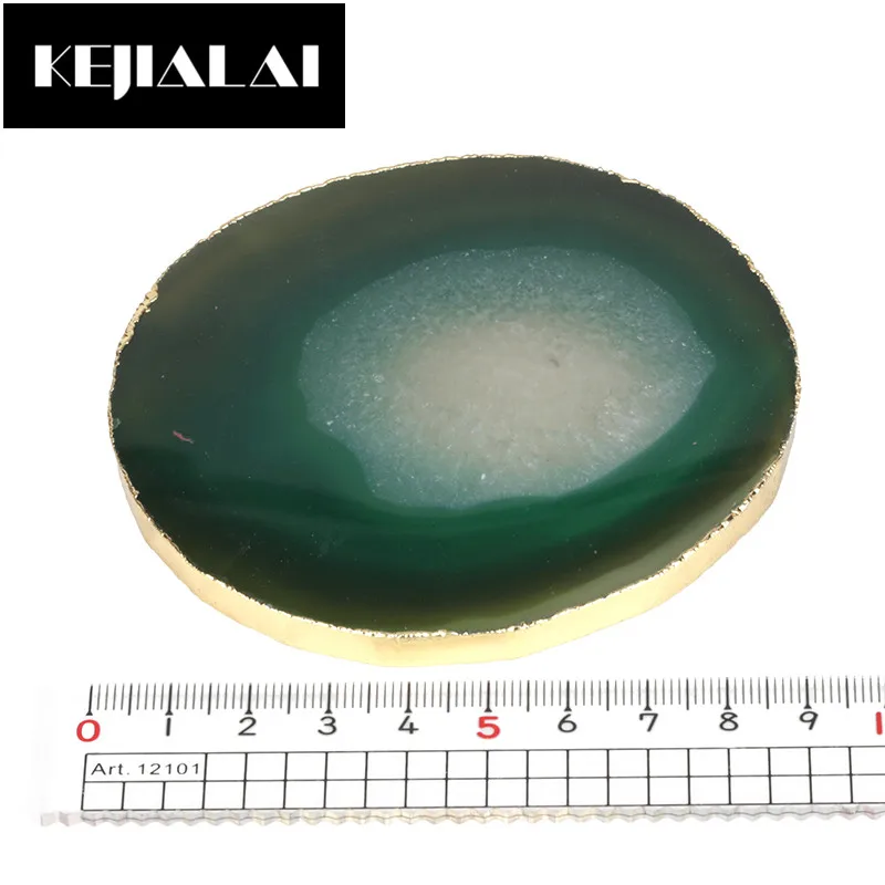 dankanshi Natural Gem Crafts Semi Precious Glass Slice Coaster Cup Mug Glass Beverage Holder Pad Druzy Quartz Geode Glass