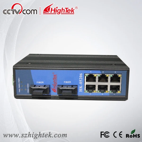 Hightek hk 85206 industrial ethernet switch 2 порт Волокно оптический коммутатор din рейку сетевой