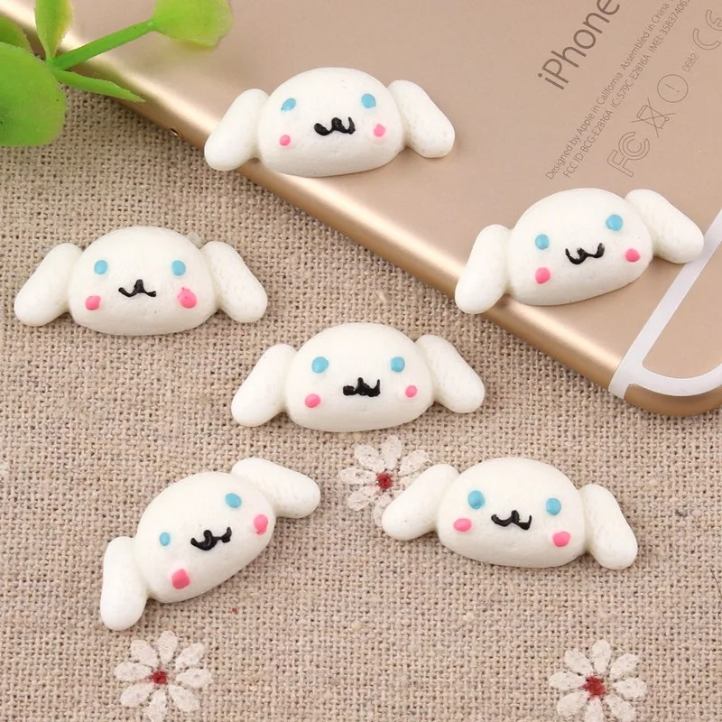 20 шт./лот милые Мультяшные белые черные собаки Cinnamoroll смолы Flatback DIY подвески