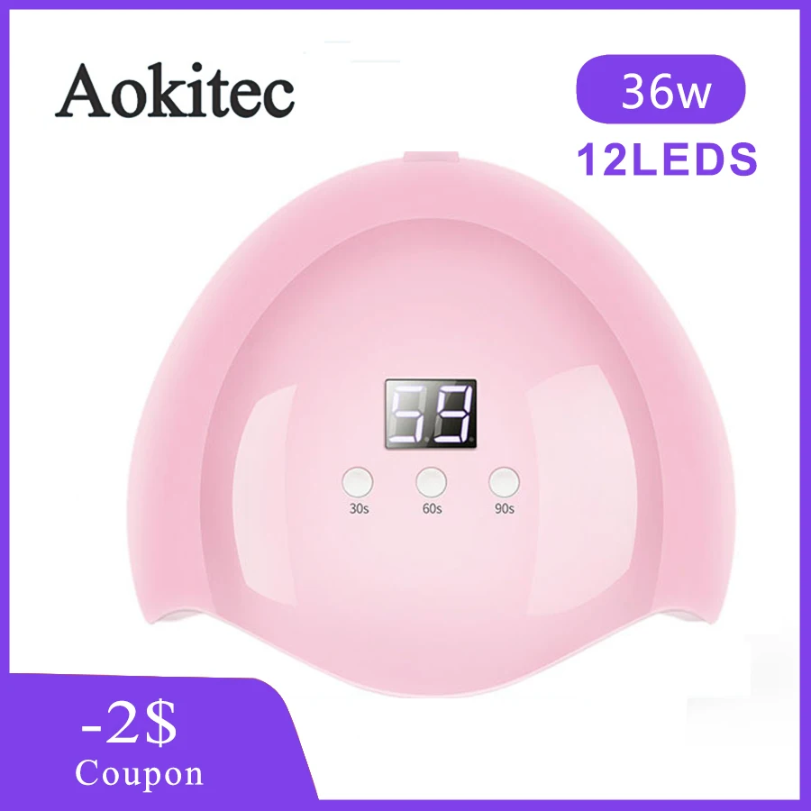 Aokitec УФ лампа для маникюра 36 Вт Светодиодный Сушилка ногтей Гель лак 12 шт.