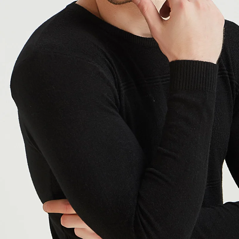 2019 Повседневный облегающий пуловер и свитер для мужчин однотонный эластичный