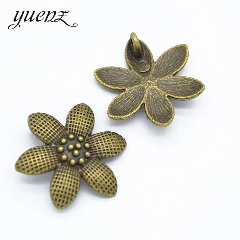 YuenZ 3pcs 2 colour Antique bronze Metal Alloy Jewelry flower charms For Diy Handmade Bracelet Charms making Q1109 | Украшения и