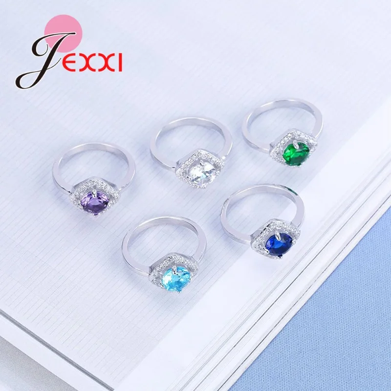 Brand New Stamped Silver Rings For Women Simple Cubic Zircon Wedding Engagement Ring Jewelry 5Colors | Украшения и аксессуары