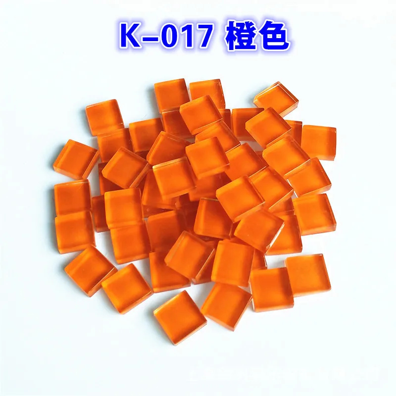 017 Orange 300 г/лот Ассорти Цвет квадратичная ясная Стекло мозаика Плитки 10x10 мм, Фурнитура для бижутерии, мозаичное искусство ремесла стены ручной работы Материал мозаика зеркало - Цвет: 017 Orange