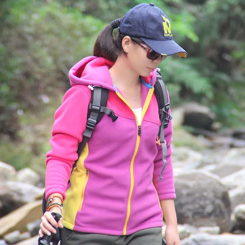 Autumn Winter Women Outdoor Fleece Jacket Windproof Thermal Hooded Coats Leisure Sports Camping Hiking Skiing |
