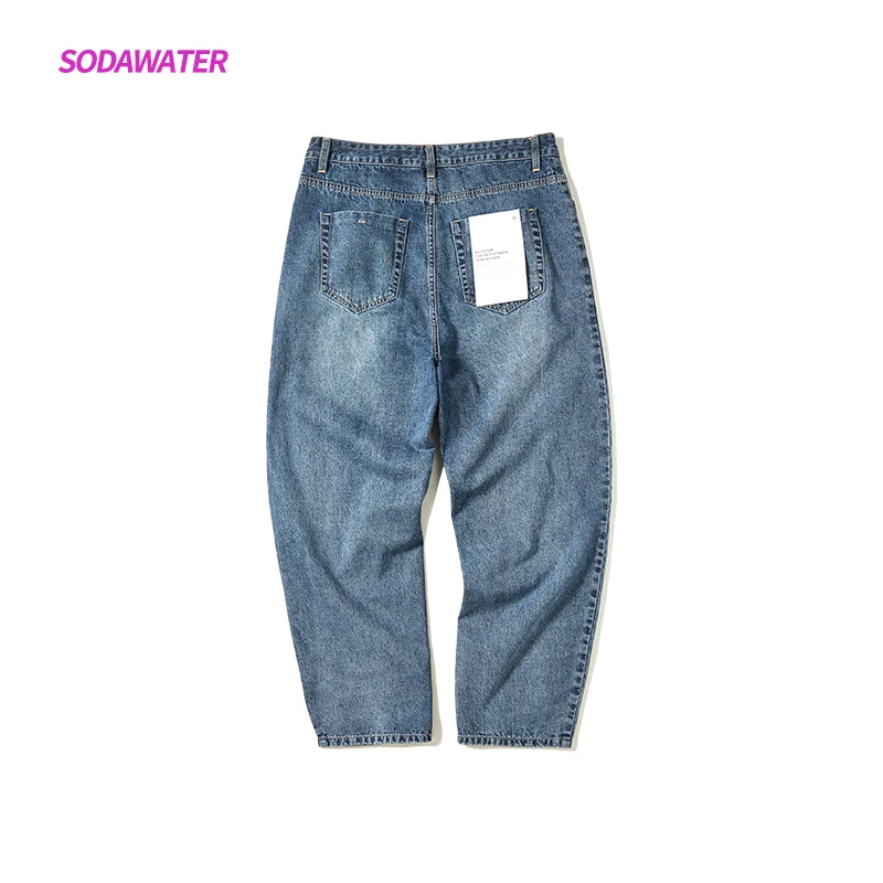 SODAWATER Girl Straight Loose Jeans Woman 2019 AW Collection Japan Style Zipper Fly Print Denim Pants Hip Hop Retro 93342W | Женская