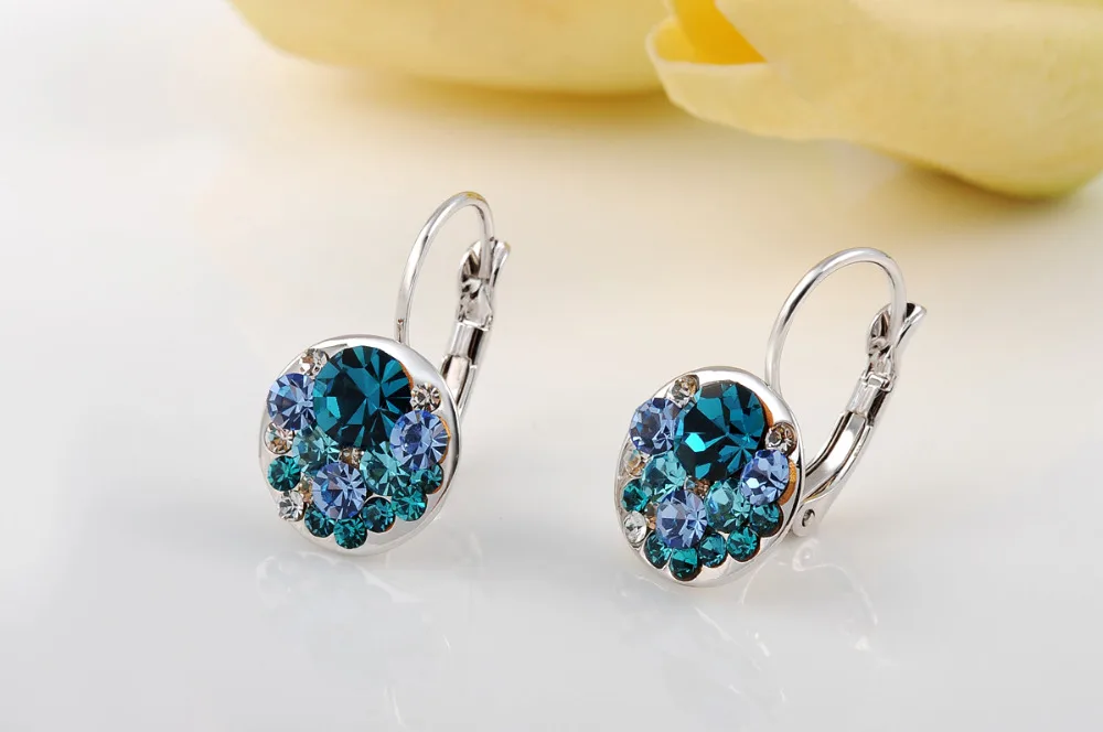 Женские серьги с синим кристаллом GS вечерние фианитом класса ААА ювелирные