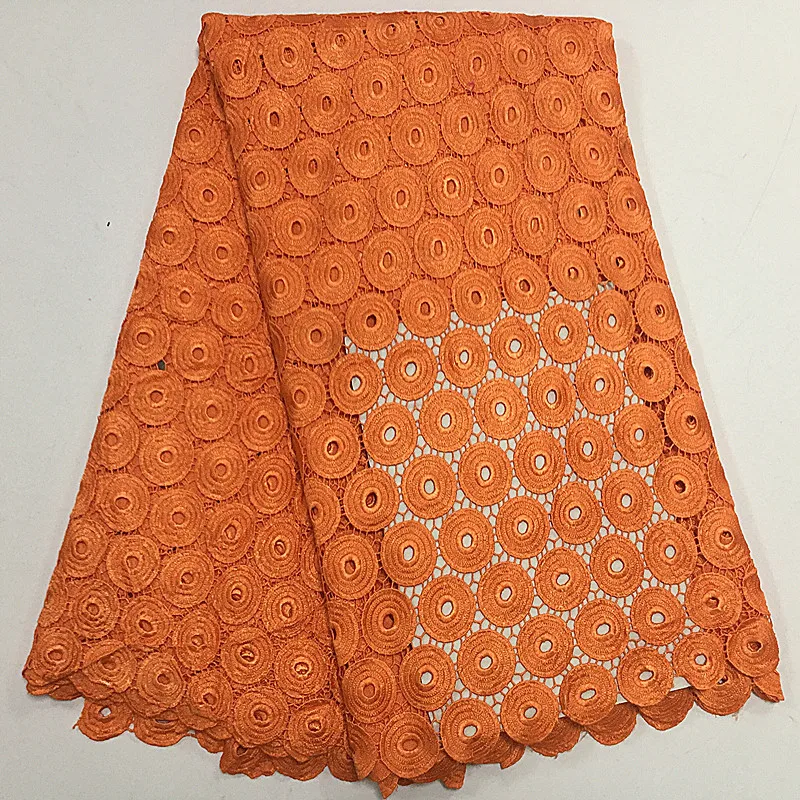high quality orange nigerian lace fabric african guipure for sewing dress water soluble 52097-1 | Дом и сад