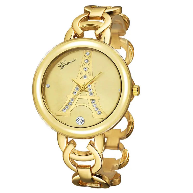 Дамы Моды Кварцевые Часы Женщины Горный Хрусталь часы женские Платье Розовое