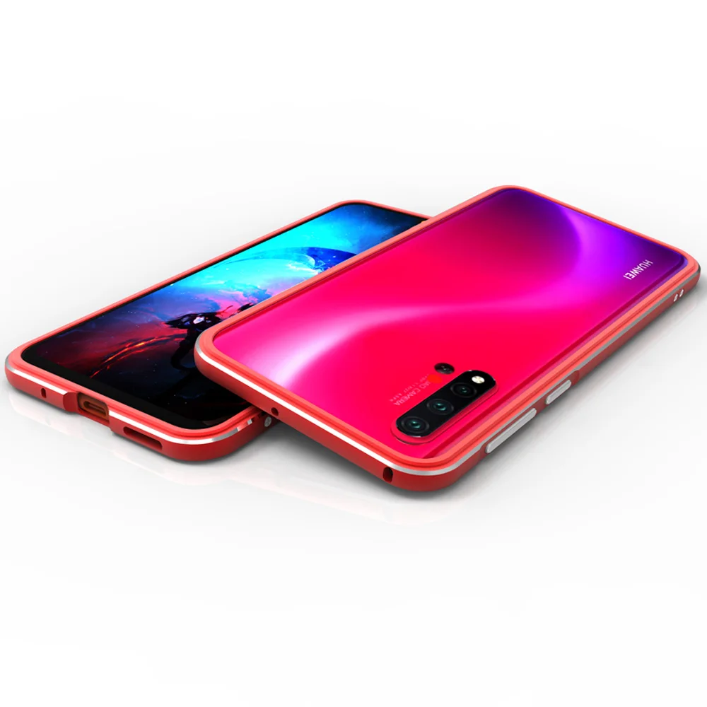 Красный Чехол для huawei Nova 5 pro, алюминиевый чехол-бампер для huawei Nova 5, чехол, роскошная металлическая рамка для Nova 5i P20 Lite, чехол - Цвет: Красный