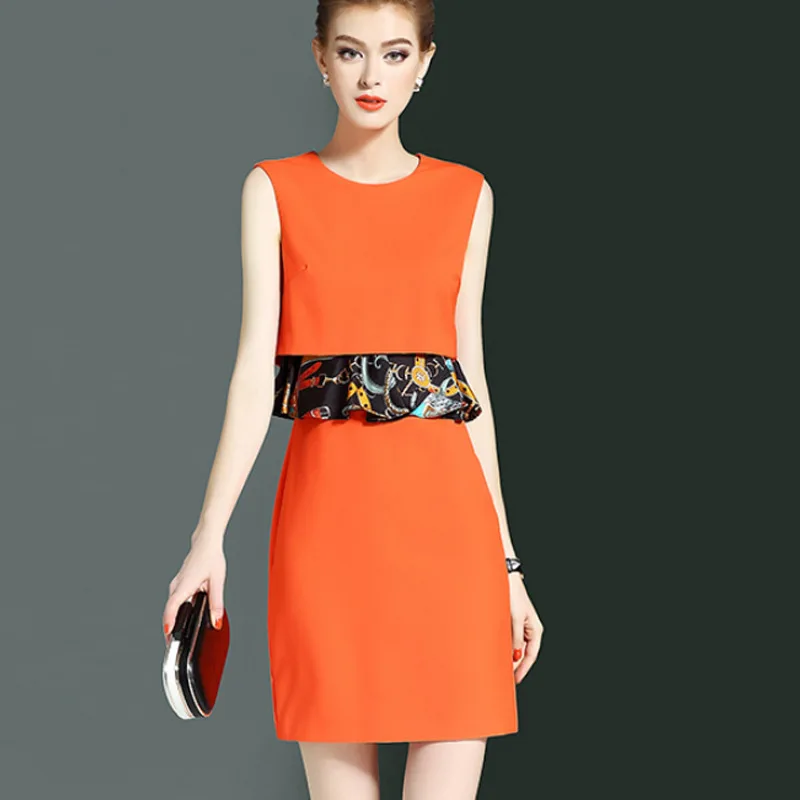 WZYCHDS OL fashion sexy pocket hip leaf sleeve ladies dress | Женская одежда