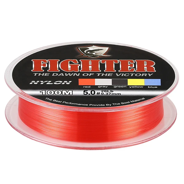 Красный SeaKnight Fighter Nylon Fishing Line 100M Super Strong 2-35LB Monofilament Line Material Saltwater Fishing - Цвет: Красный