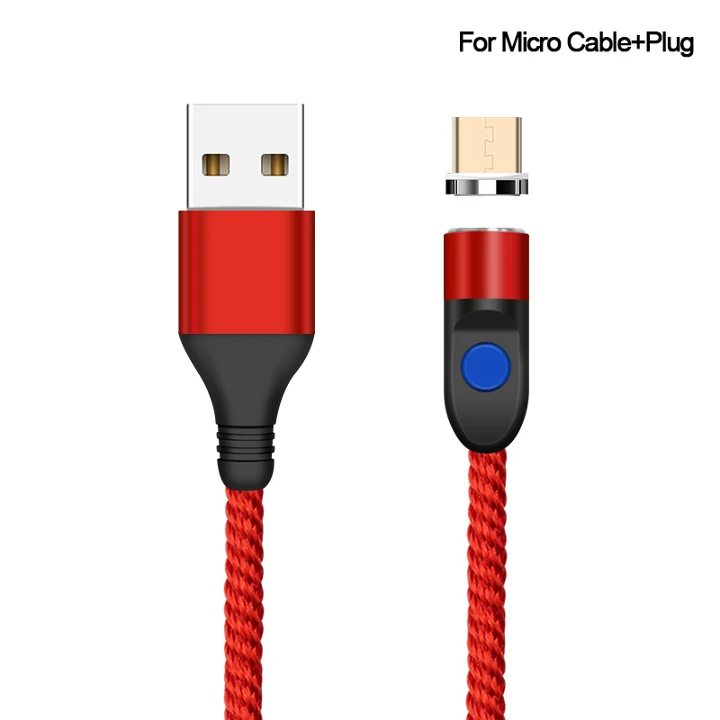 Red For Micro USB Магнитный usb-кабель 3 А, Micro USB type C, 8-контактный кабель для быстрой зарядки мобильных телефонов для iPhone 8, samsung, huawei, Xiaomi, Магнитный провод для передачи данных - Цвет: Red For Micro USB
