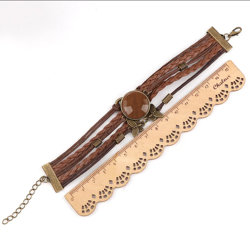 Мужской коричневый браслет из искусственной кожи рок-байкерские браслеты с