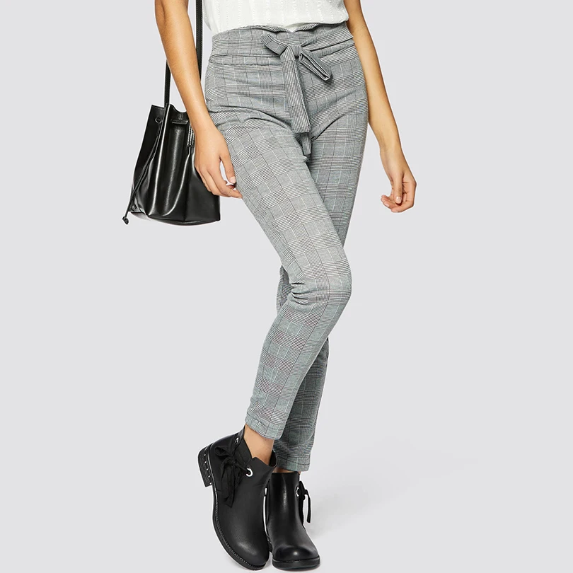 2019 Harem Pants Casual Slim Plaid Thin For Women High Waist Pencil | Женская одежда
