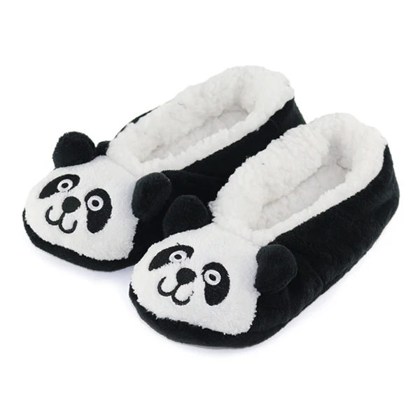 Panda Slippers Женские тапочки; домашняя обувь; зимние теплые домашние тапочки; обувь на плоской подошве; нескользящие разноцветные балетки с милым животным узором на мягкой подошве; большие размеры - Цвет: Panda Slippers