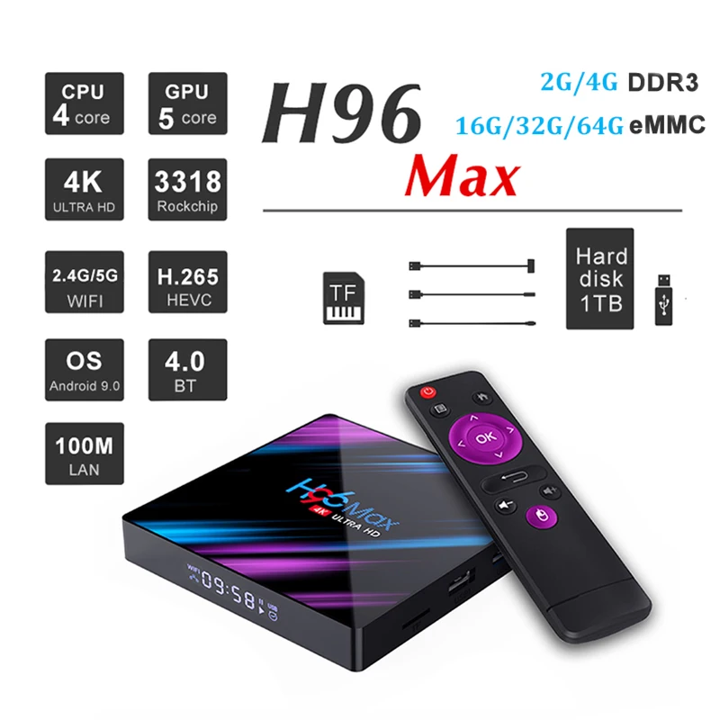 Android 9,0 tv Box H96 Max Rockchip RK3318 4K Smart tv Box 2,4G& 5G Wifi BT4.0 H96Max 4 Гб 64 Гб медиаплеер Android телеприставка