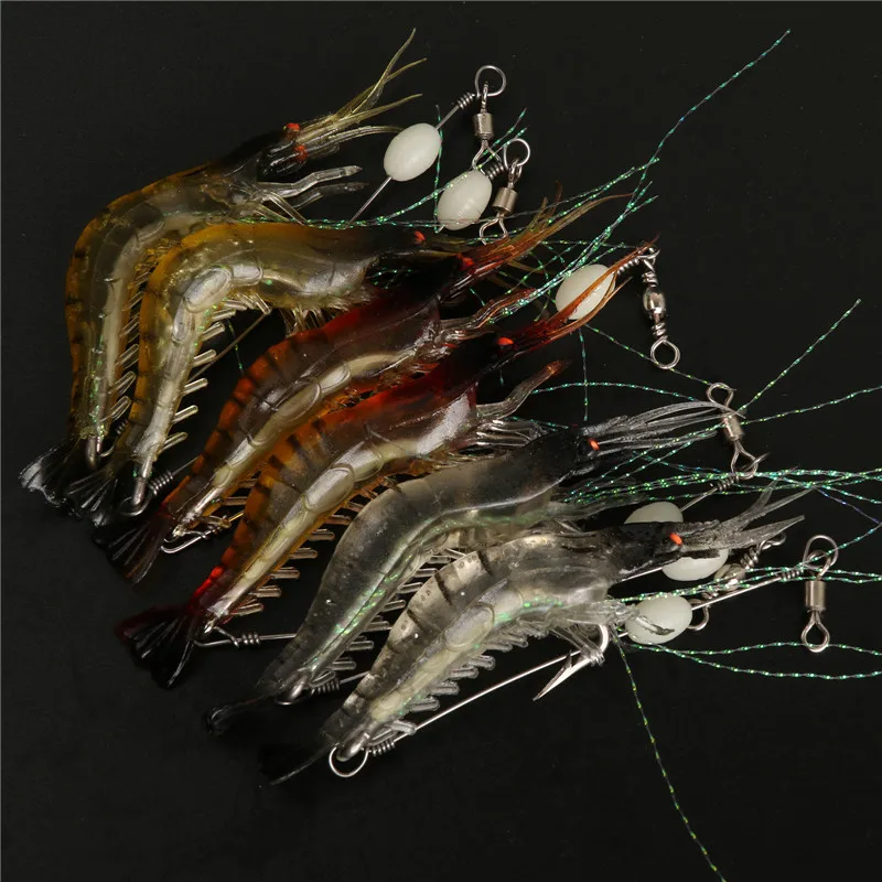 Maxcatch 6 Pcs Noctilucent Soft Shrimp Lures 3.9Inch 6G Artificial Fishing Lure | Спорт и развлечения