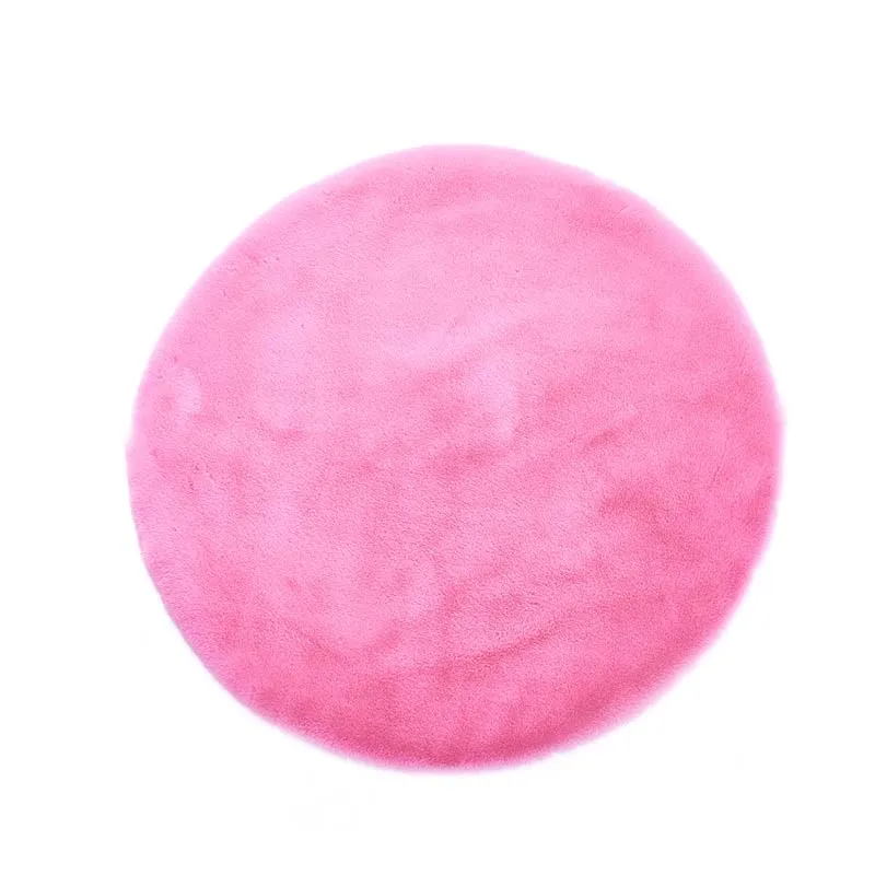 pink Круглый мягкий коврик из искусственного меха овчины для спальни, гостиной, пола, мохнатый, шелковистый, плюшевый ковер, прикроватный, противоскользящий ковер, Alfombra - Цвет: pink