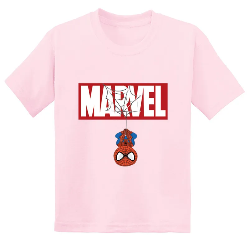 Забавная детская футболка с принтом Человека-паука из мультфильма «Marvel» летняя хлопковая футболка с короткими рукавами для маленьких девочек повседневная одежда для мальчиков GKT276