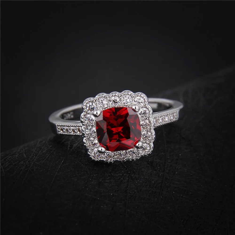 DODO AAA циркониевое ювелирное изделие серебряное квадратное кольцо с красным