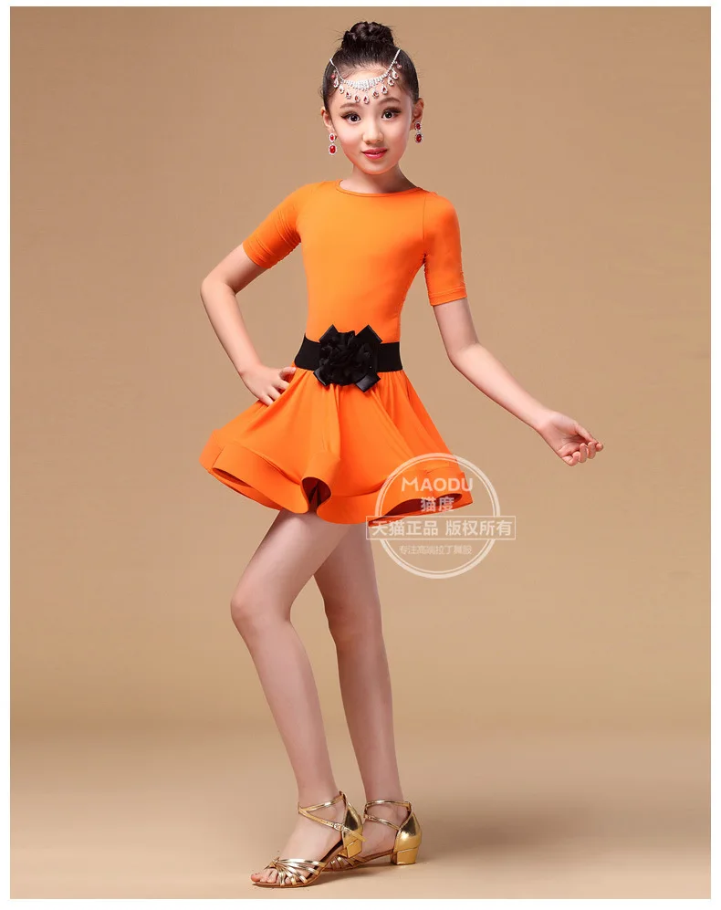 Детское платье для латинских танцев для девочек es Ice Silk Vestido Baile Latino, платье для танцев для девочки, костюм для танцев Cha, костюмы