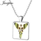 Ожерелье JWEIJIAO в форме медицинского символа кадуцея золотого цвета Rn Md, квадратная Подвеска для врачей и медсестер MS34