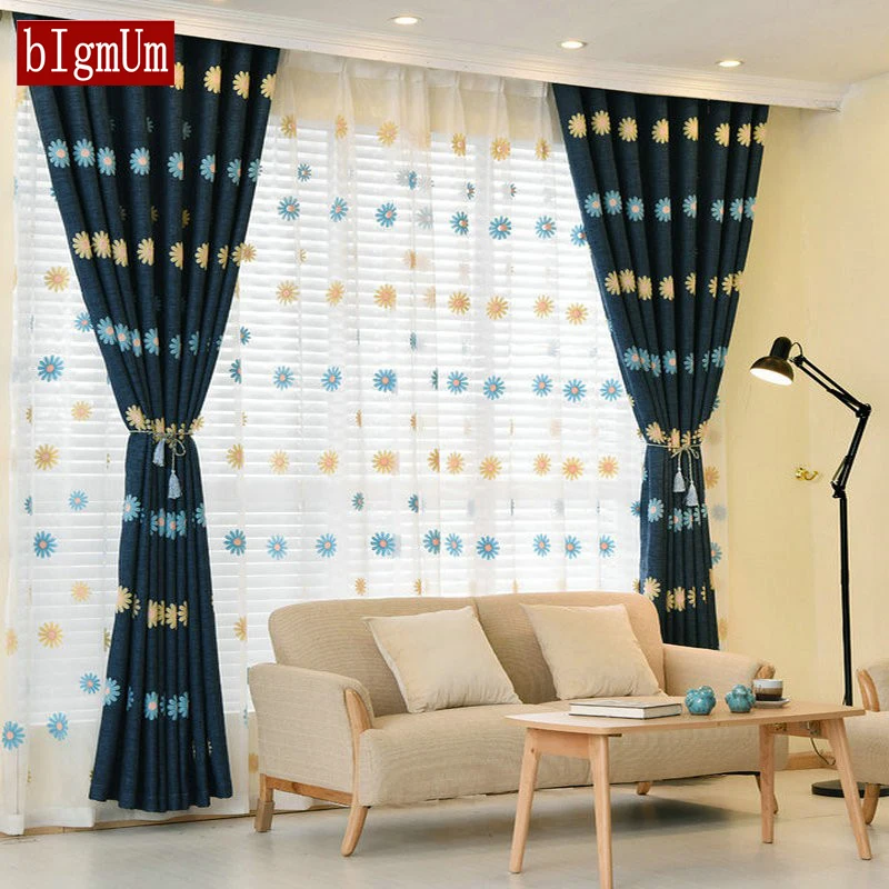 Высококачественные детские затемненные шторы с вышивкой подсолнухами для