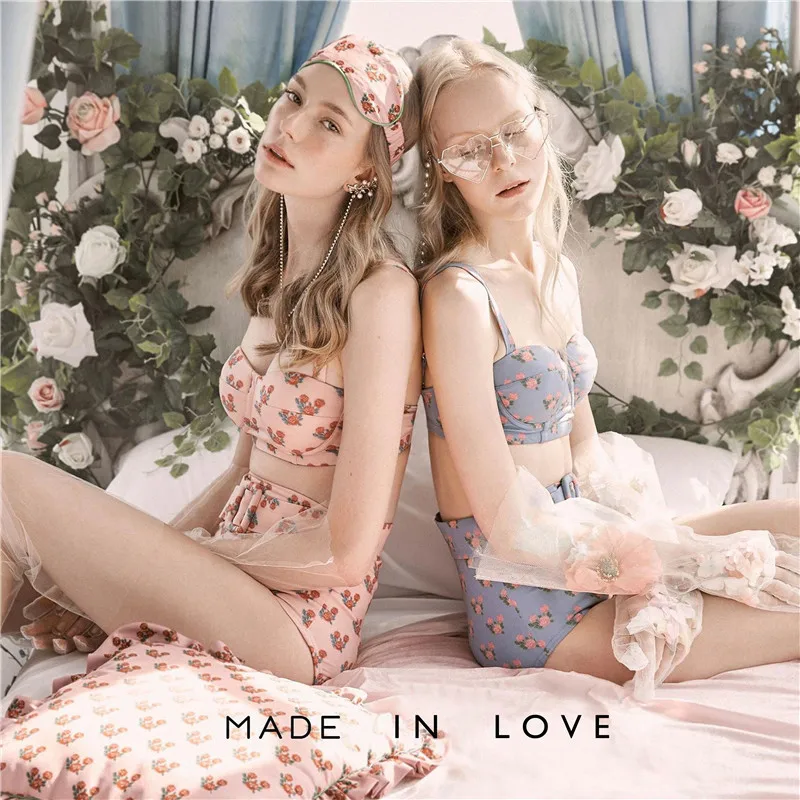 Swimsuit Woman Two Piece Bathing Suit Brazilian Bikini Bikinis Swimming For Women Germany Milan Design High Waist Floral Rims |