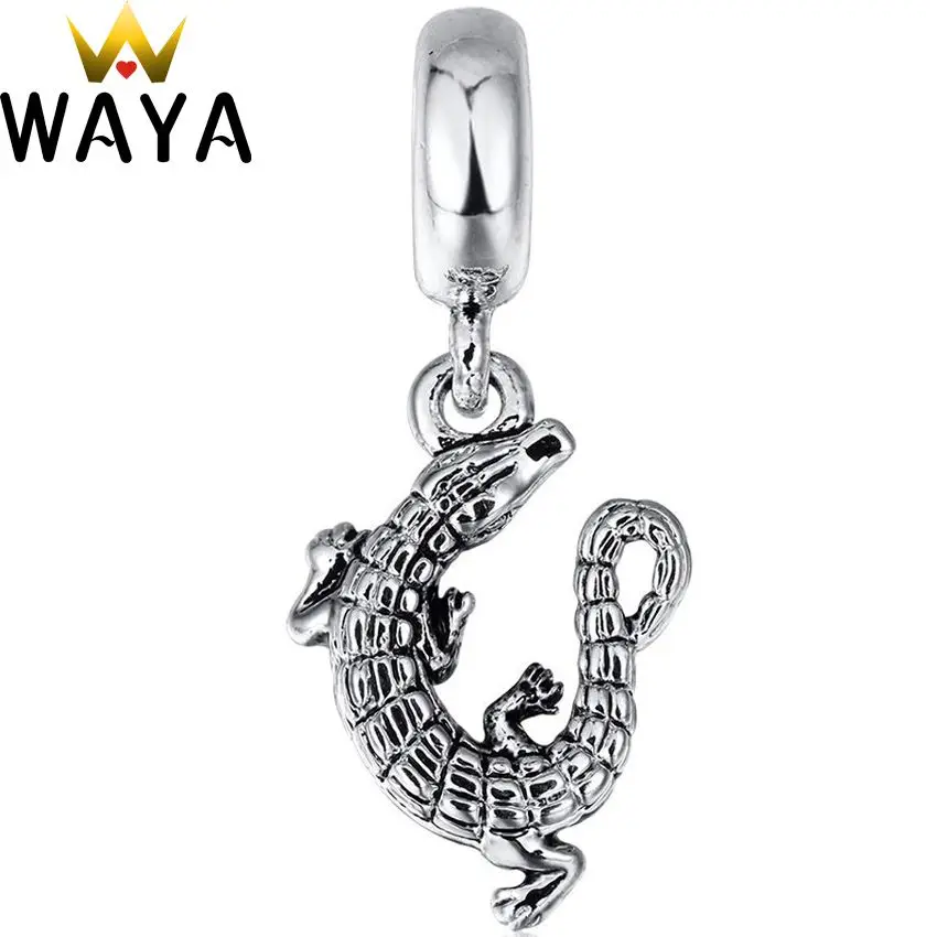 Waya серебро Цвет Шарм ящерица животных кулон Талисманы европейского бисера Fit