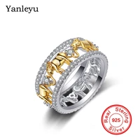yanleyu fine jewelry gold animal elephant ring solid 925 sterling silver aaa cubic zirconia rings for women and men pr295