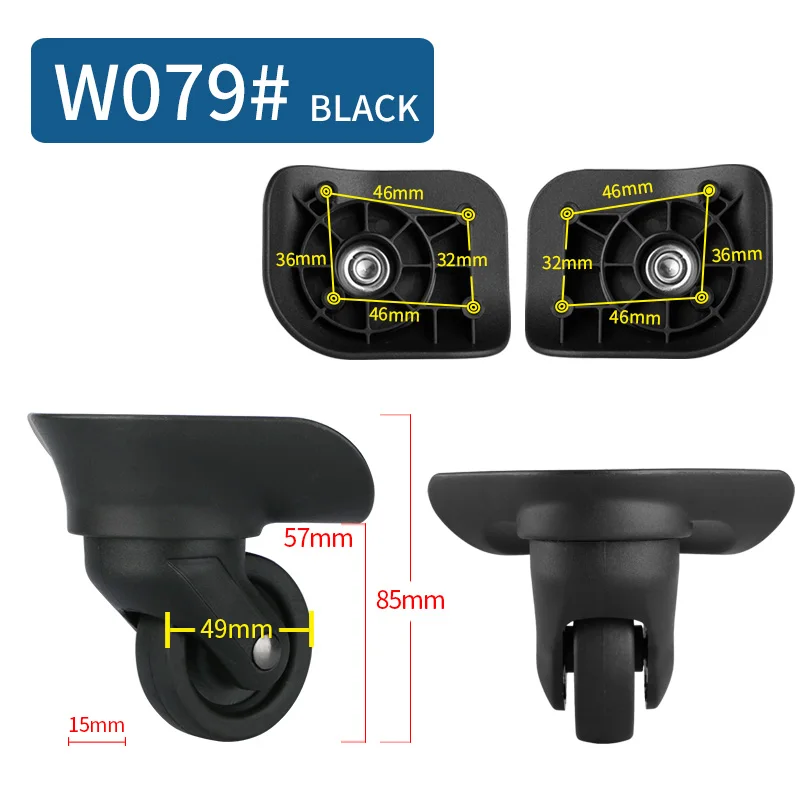 W079(2 Wheels)Black 14-30 дюймов Чехол для костюма на колесиках, универсальные аксессуары для багажа, чехол для костюма на колесиках, запчасти, высокое качество, чехол на колесиках, ролики - Цвет: W079(2 Wheels)Black