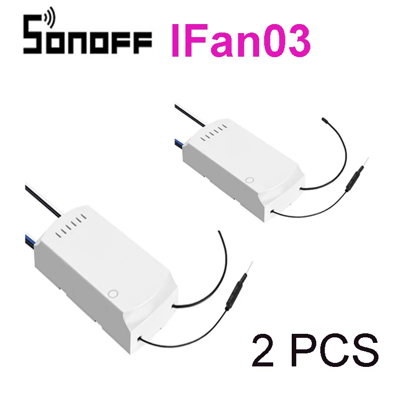 Sonoff IFan03 2PCS SONOFF iFan03 Wi-Fi потолочный вентилятор и светильник управление Лер поддержка 433 МГц RF пульт дистанционного управления голосовой пульт дистанционного управления с помощью приложения ewelink - Комплект: Sonoff IFan03 2PCS