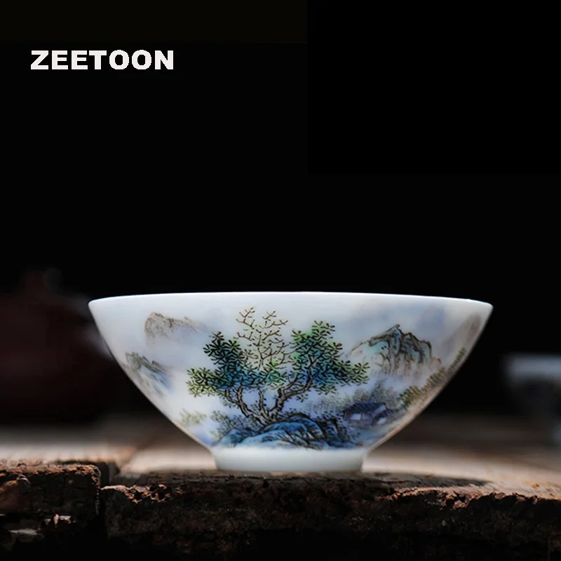 60 мл бутиковая чашка Jingdezhen ручная Раскрашенная пастель шляпа синего и белого
