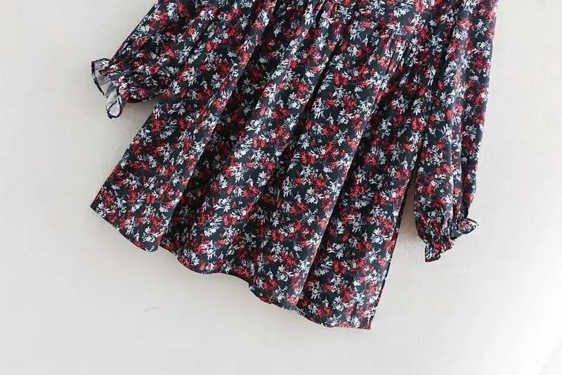 2019 Для женщин с милым цветочным принтом vestidos повседневные свободные прямого кроя