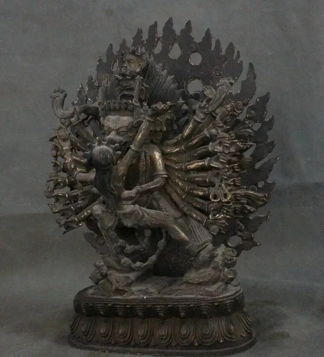 12 &quotАНТИЧНЫЙ ТИБЕТСКИЙ буддистский дворец бронзовая статуя Будды Ямантака яма дхармарая|statues buddha|statue