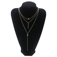 2018 new fashion multi layer geometric pendant necklace charm ladies short necklace statement party jewelry accessories