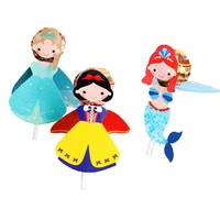 54pcs princess snow white mermaid cartoon candy lollipop decoration card for kids birthday party supplies candy gift accessories