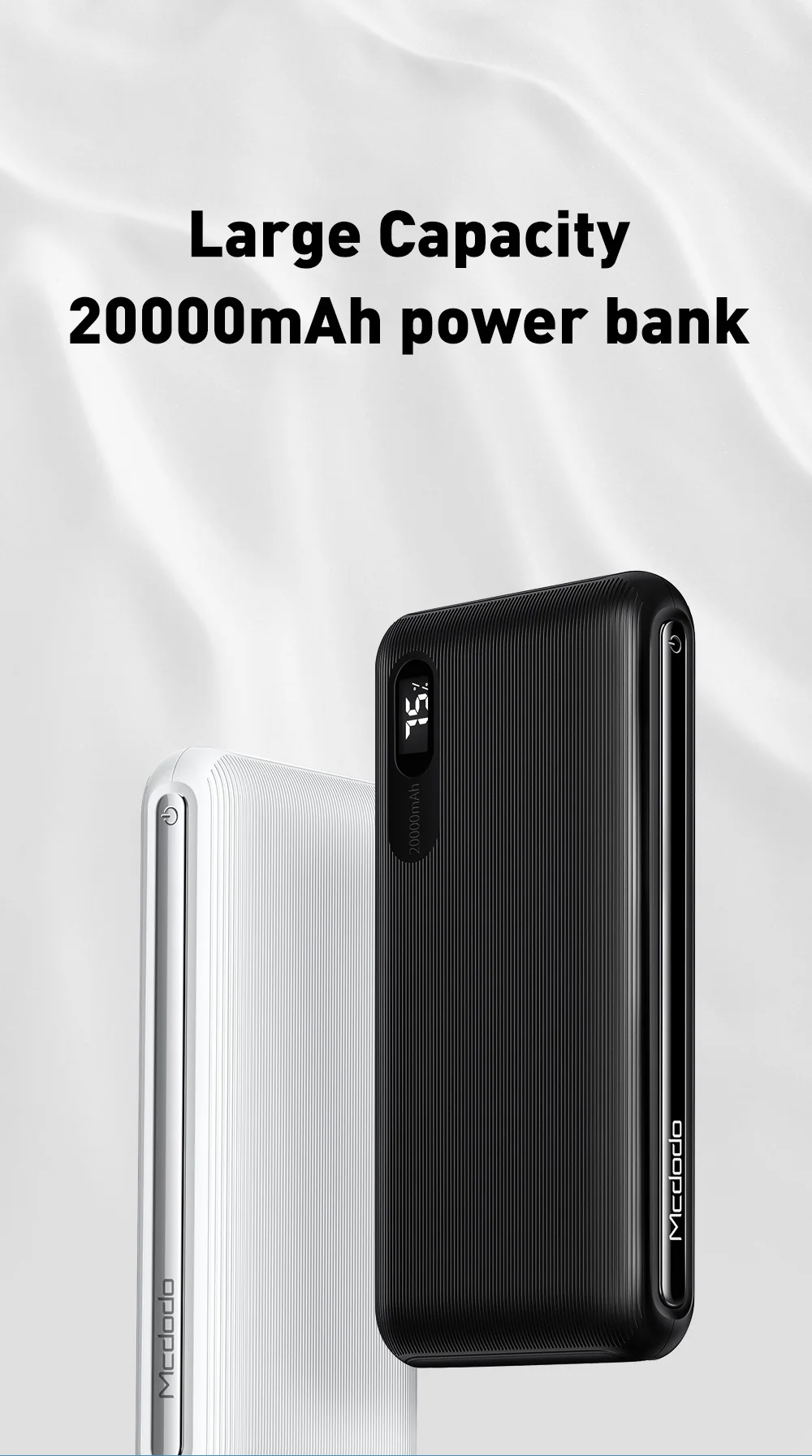 Mcdodo внешний аккумулятор 20000 мАч светодиодный дисплей двойной USB быстрый заряд внешний аккумулятор для Xiaomi iPhone huawei портативное зарядное устройство